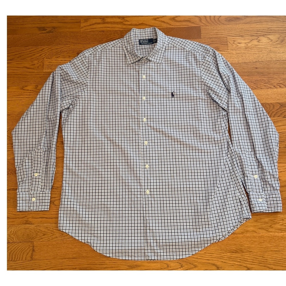 Polo Ralph Lauren XL Mens Blue White Check Tattersall Button Down Shirt L/S